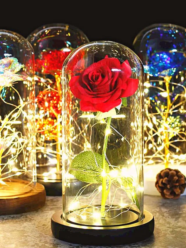 Colorful Beauty and the Beast Rose Flower LED Light Lamp